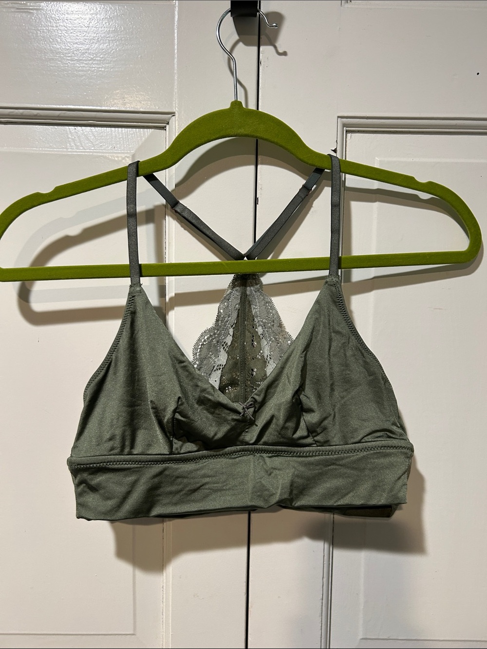 aerie Olive Green Lace-Back Bralette